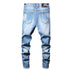 Casual Straight Pants With Embroidery Men's Ripped Jeans